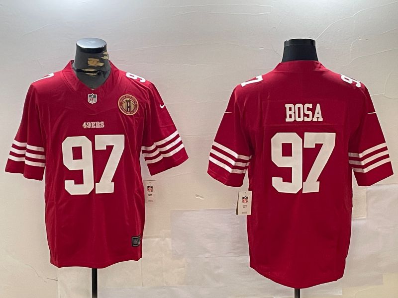 Men San Francisco 49ers #97 Bosa Red three generations 2024 Nike Limited NFL Jersey style 4